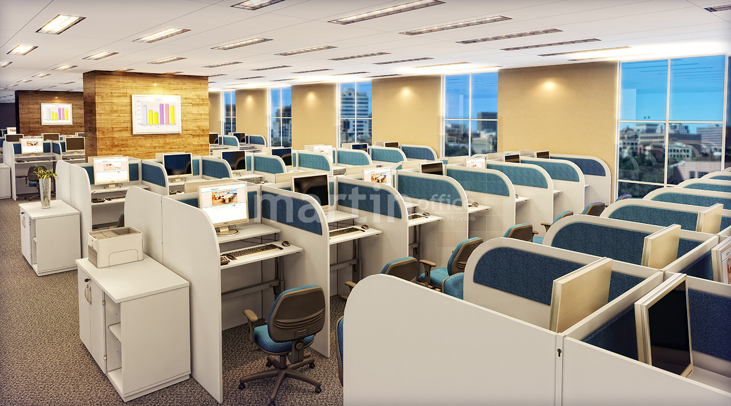 Mesa Call Center com mesa de Regulagem